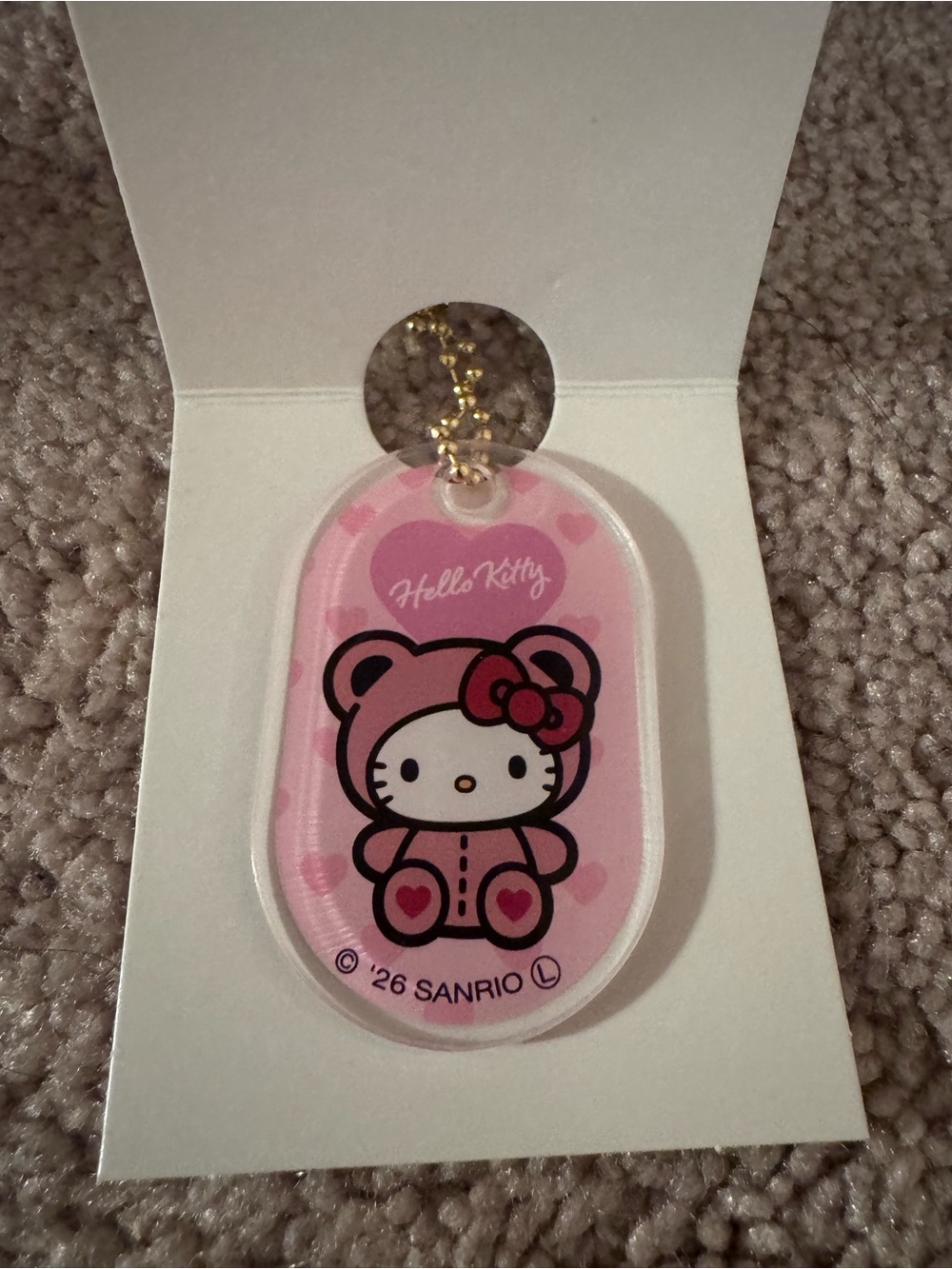 Hello Kitty Pink Heart Bear Charm Keychain - Sanrio